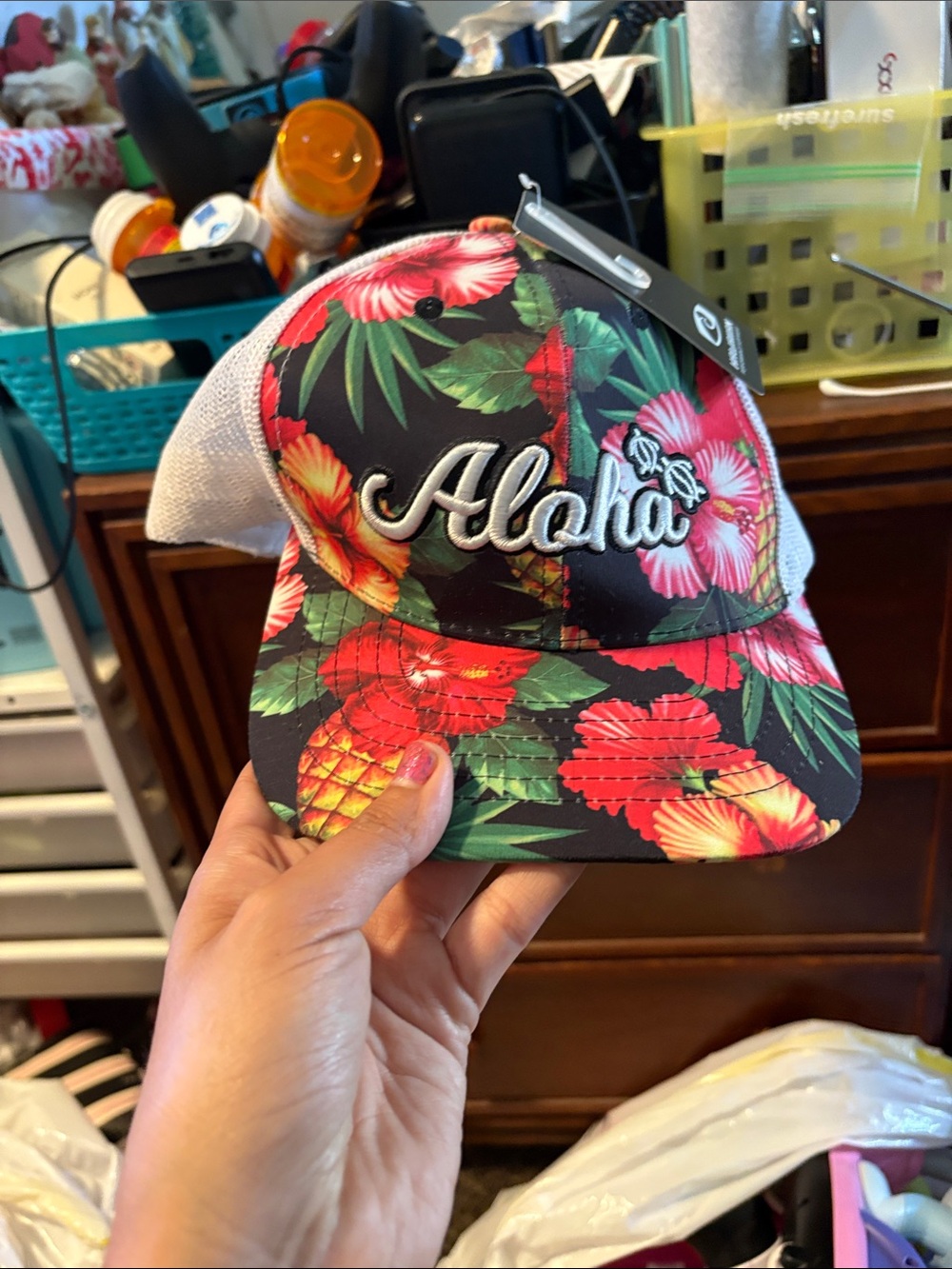 Aloha Floral Pineapple Trucker Hat